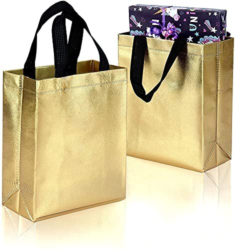 Drapme Small Size Pack of 10 Pcs Glossy Metallic Laminated Non-Woven Reusable Eco-Friendly Party Return Gift Bags (Golden) (Small 9.5x10x4 Inch)  Amazon.in: Home & Kitchen