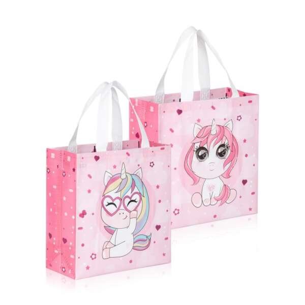 Drapme Small Size Pack of 10 Pcs Glossy Finish Unicorn Printed Non-Woven Reusable Eco-Friendly Party Return Carry Gift Bags (Pink) (Small 9.5x10x4 Inch)  Amazon.in: Bags, Wallets and Luggage