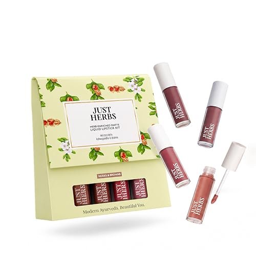 Just Herbs Herb Enriched Matte Liquid Lipstick | Set of 4 | Ayurvedic Lipstick for Women | Hydrating & Lightweight | Long Lasting (Nudes & Browns)  Amazon.in: Beauty