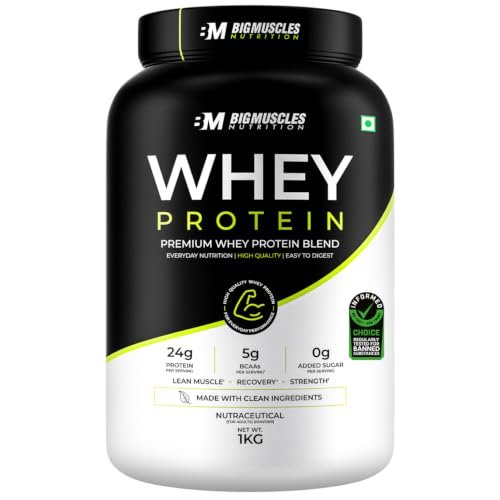 Buy Bigmuscles Nutrition Whey Protein with Fibre [Rich Chocolate, 1kg] | 24g Protein & 10g EAA | Protein Powder Powered By Xymore Tech. | No Added Artificial Sweeteners, Flavours Online at Low Prices in India - Amazon.in